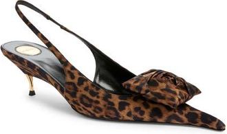 Saint Laurent Dakota Kitten Heel Pointy Toe Slingback Pump in Leopard at Nordstrom, Size 7.5Us