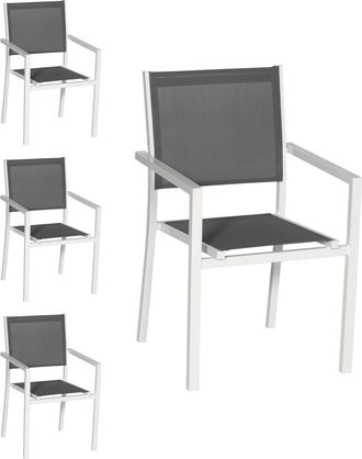 Happy Garden Happy Garden - Juego De 4 Sillas De Aluminio Blanco Textileno Gris