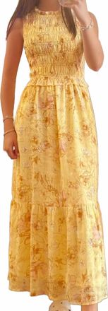 Merci Morgan Sleeveless Floral Midi Dress In Yellow