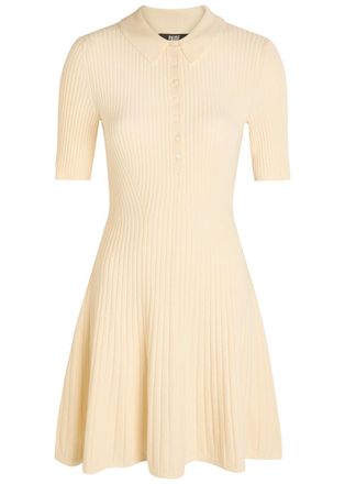 Paige Olie Ribbed Knit Mini Polo Dress - Beige - S (UK8-10 / S)