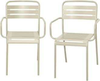 Sweeek Set of 2 steel garden armchairs, 2 seater, beige, Amelia, W50.4 X D53 X H79.5cm