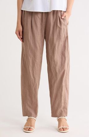 Eileen Fisher Pleated Organic Linen Lantern Pants in Cocoa at Nordstrom Rack, Size Xx-Small