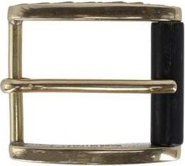 Trafalgar Store 35mm Italian Side Detailed Solid Brass with Black Stag Horn Roller Harness Belt Buckle in Polished Brass at Nordstrom