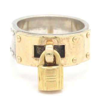 Herm&egrave;s Silver Yellow Gold Yellow Gold (18K) Sterling Silver 925 Band Ring (Pre-Owned)