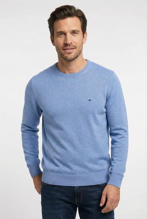 Fynch-Hatton Strickpullover FYNCH-HATTON FYNCH-HATTON Langarmpullover, Herren, Gr. XXL, crystal bl, Strick, Obermaterial: 100% Baumwolle, unifarben, normal h&uuml;ftbed