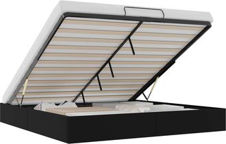 vidaXL Estructura De Cama Ottoman Negro King Size Cuero Sint&eacute;tico Vidaxl