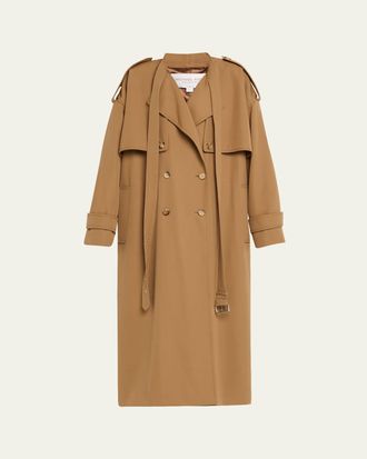 Michael Kors Wogab Belt-Neck Double-Breasted Trench Coat