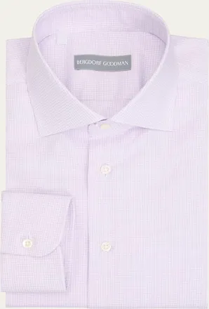 Bergdorf Goodman Mens Cotton Micro-Check Point Collar Dress Shirt
