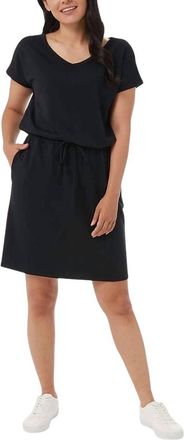 32 Degrees Side Pockets V Neck Lux Dress In Black