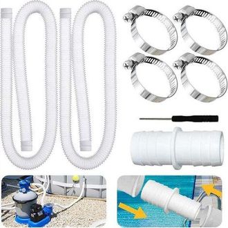 OEM Paquete De 2 Mangueras Para Piscina, 32 Mm, Con 4 Abrazaderas Met&aacute;licas, Un Destornillador Y Un Conector. Manguera Para Bomba De Piscina, Apta Para Pi