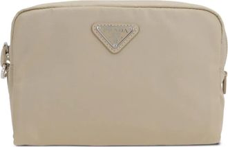 Prada Re-Nylon triangle-logo make up bag - Neutrals