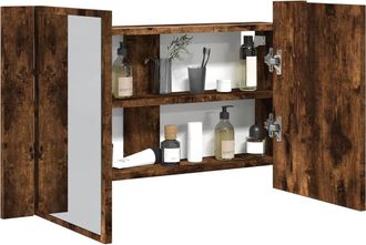 vidaXL Armario Espejo De Ba&ntilde;o Led Acr&iacute;lico Roble Ahumado 80x12x45 Cm Vidaxl
