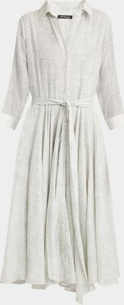 Kiton Bracelet-Sleeve Silk Midi Shirtdress