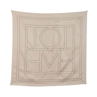 Toteme Embroidered Monogram Scarf - female - Tot&ecirc;Me - Silk Scarves - Beige - ONE SIZE - Accessories