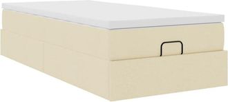 vidaXL Vidaxl - Estructura De Cama Otomana Con Colch&oacute;n Tela Crema 100x200cm
