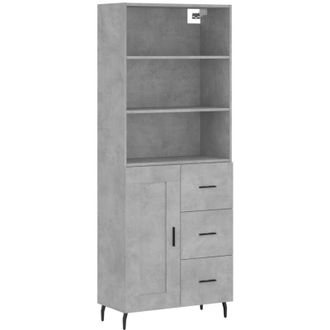 vidaXL Vidaxl - Aparador Alto Madera Contrachapada Gris Hormig&oacute;n 69,5x34x180 Cm