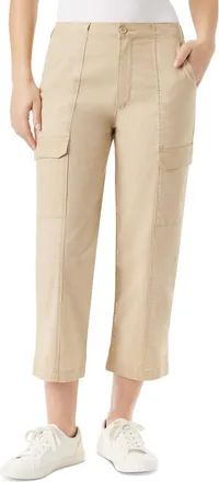 G.H. Bass & Co. Outdoor Split-Hem Cropped Cargo Pants Womens Cream Split-Hem FTS695