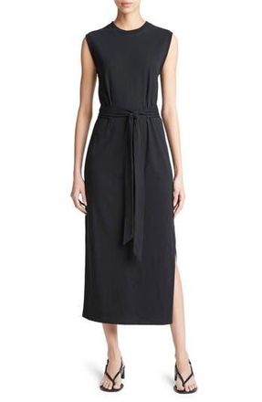 Vince Sleeveless Cotton Knit Midi Dress in Black at Nordstrom Rack, Size Medium
