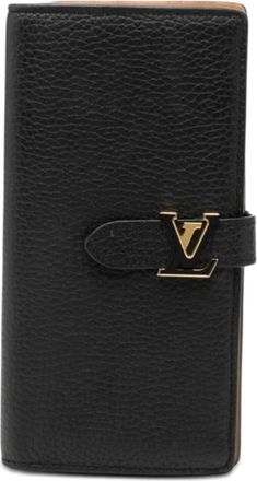Louis Vuitton Black Noir Leather Long Wallet (Bi-Fold) (Pre-Owned)
