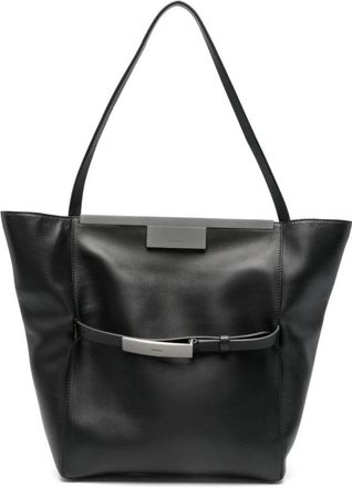 Max Mara Zwarte schoudertas met logoplaat - Dames - Shoppers - Zwart - ONE Size - Tassen