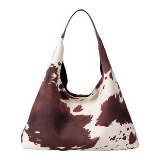 Generic Tote Handbags for Women Animal Cow Pattern Soft Leather Cow Print PU Underarm Bag Large Capacity Slouchy Hobo Tote Bag Y2K Crescent Bags for Work Scho