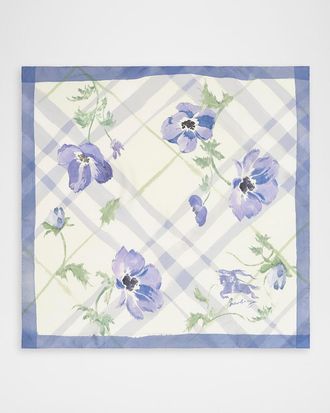 Burberry Watercolor Check Silk Scarf