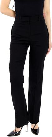 Burberry Ladies Black Potbury Wool Blend Straight Leg Trousers, Brand Size 4 (US Size 2)