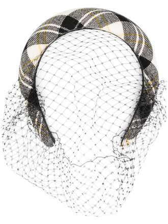 Red(v) plaid net headband - women - Cotton - One Size - Black