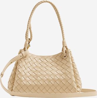 Bottega Veneta Womens Shoulder Bag Andiamo Parachute Beige Domesticated Lamb Leather