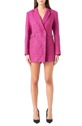 endless rose Premium Sequin Tweed Long Sleeve Blazer Minidress in Orchid at Nordstrom, Size X-Small