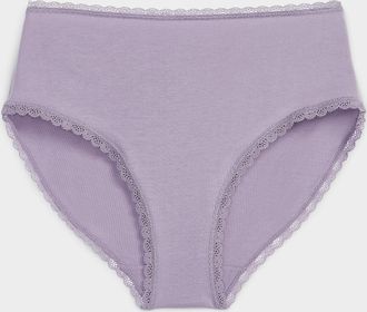 Miiyu Womens Scalloped edging high-waist bikini panty Organic cotton