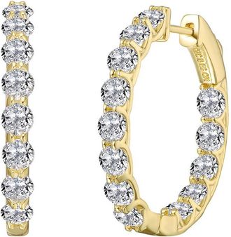 Rachel Glauber Plated Cz Hoop Earrings