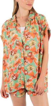 Hurley Ginko Clouds Floral Button-Up Shirt in Ginko Green at Nordstrom, Size X-Large