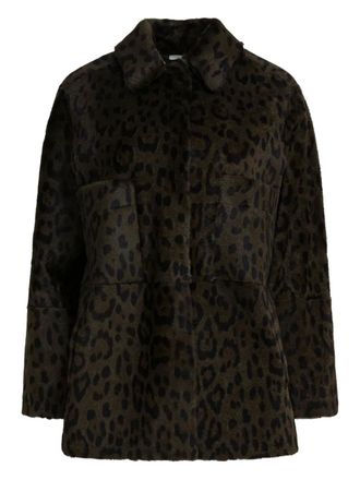 Furling leopard pockets coat - women - Leather/Calf Hair - 38 - Brown