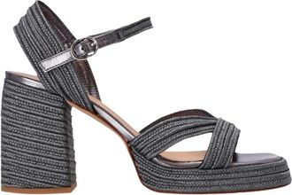 Castaner Valle Sandalen met Hak - Dames - Sandalen met hakken - Grijs - 41 EU - Leer - Schoenen