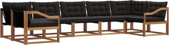 vidaXL Conjunto De Sof&aacute;s De Exterior 7 Uds. Natural Y Negro Vidaxl