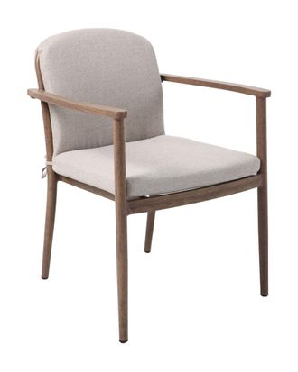 Deco Wood Silla de exterior con brazos de aluminio acabado madera de 81x49,5cm