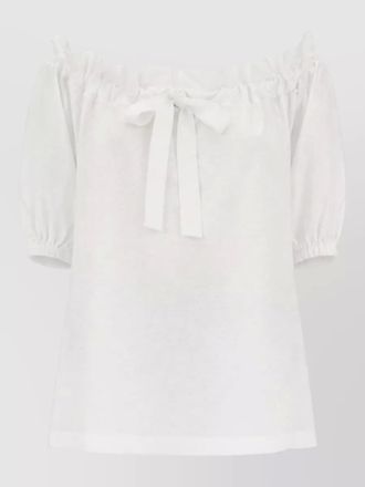 Patou off shoulder oversize top bow detail