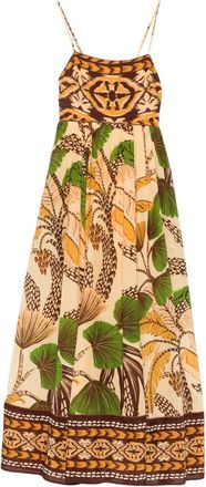 Farm Rio Abito lungo Foliage Sketch - Marrone