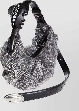 Diesel grab-d small denim crystal-embellished hobo shoulder bag