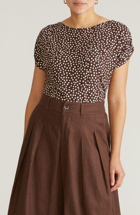 Universal Standard Helena Divine Jersey Top in Brown/White Dot at Nordstrom, Size Xl