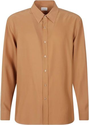 Saint Laurent Shirt in silk satin-back crepe - Heren - Casual Overhemden - Bruin - L - Overhemden