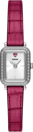 Fossil Womens Raquel Mini 18mm Two-Hand Pink Leather Watch