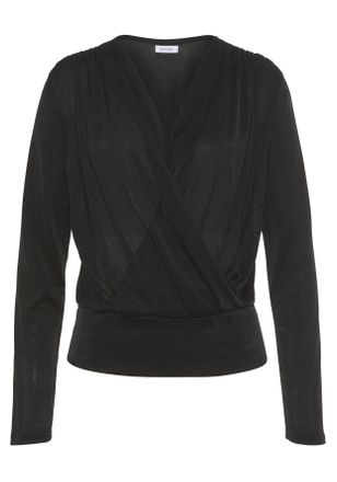 Lascana Langarmshirt LASCANA, Damen, Gr. 36/38, schwarz, Obermaterial: 95% Polyester, 5% Elasthan, Shirts Langarmshirt, aus gl&auml;nzender Qualit&auml;t