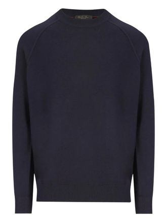 Loro Piana Geribbelde sweater met ronde hals - Blauw