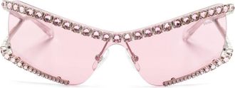Swarovski crystal-embellished mask-frame sunglasses - women - glass/Metal - One Size - Pink