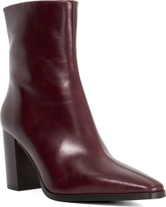 Dune London Womens Ladies Patently - Chisel Toe High Block Heel Ankle Boots - Burgundy Leather - Size UK 5