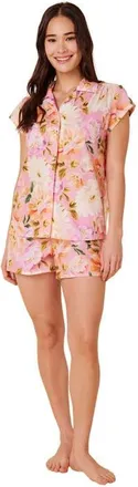The Cats Pajamas Luxe Pima Short Print Set in Blush Rose at Nordstrom, Size X-Small