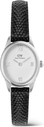Daniel Wellington Ophelia Mini Leather Strap Watch, 22mm x 25.5mm in Silver-Tone/black at Nordstrom