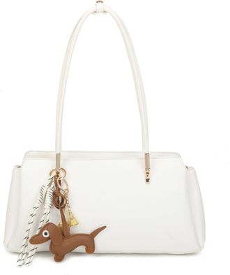 Generic Womens Shoulder Bag, with Dog Charm Accessory, Structured Handbag (White)
